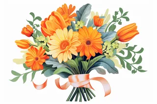 手捧花花束鲜花卡通插画素材