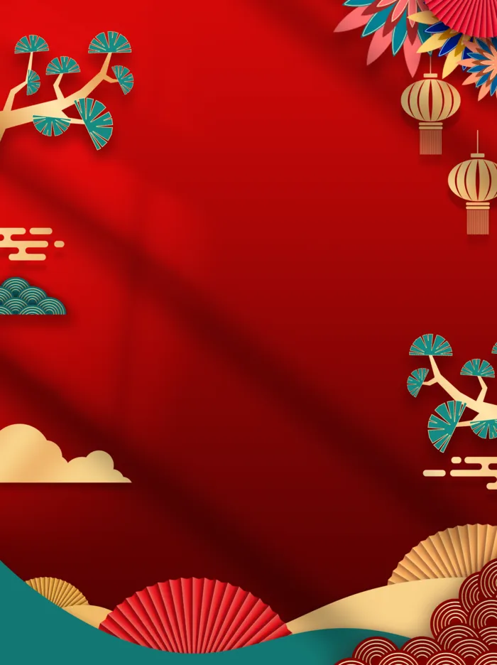 2022虎年中国风新年背景psd模版下载