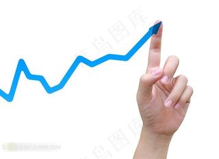 手指触碰上升中的箭头创意高清图片