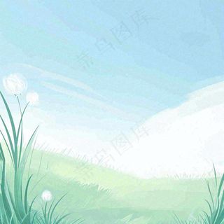 春天卡通手绘花草儿童节踏青春游