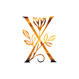 字母X金黄色插画海报