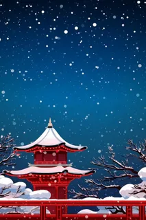 国风意境雪景背景