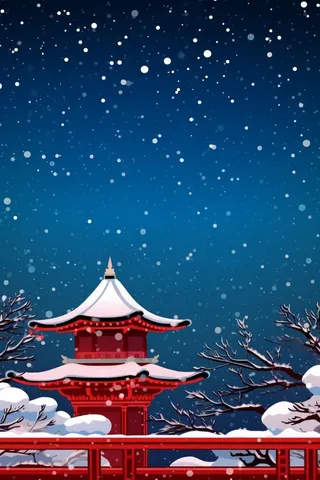 国风意境雪景背景