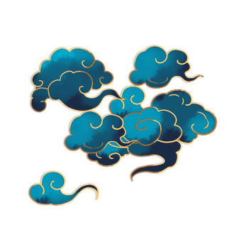 大气中国风祥云国潮风金边立体云朵剪纸创意装饰元素PNG免抠素材