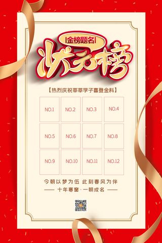 中考高考录取通知喜报荣誉状元榜金榜题名海报PSD设计素材模板