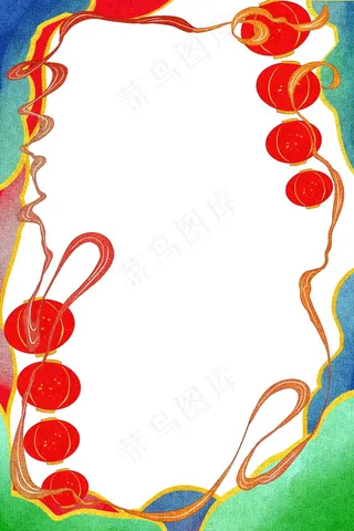 国潮手绘相框psd分层模板