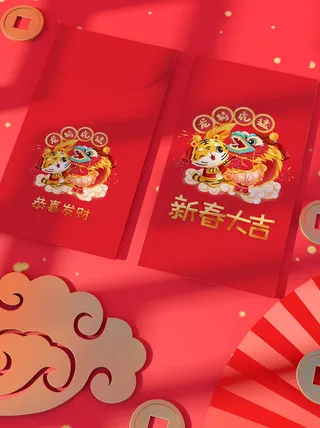 2022年虎年新年春节礼盒场景样机