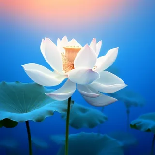 蓝色简约大气荷花意境背景