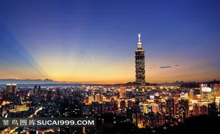 科技创意海滨城市夜景