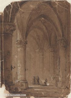 复古建筑室内艺术装饰画