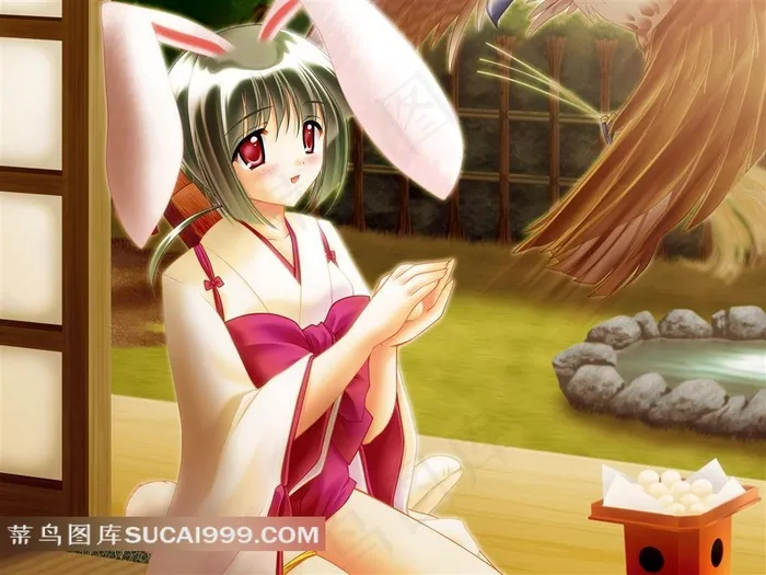 做包子的兔女郎插画
