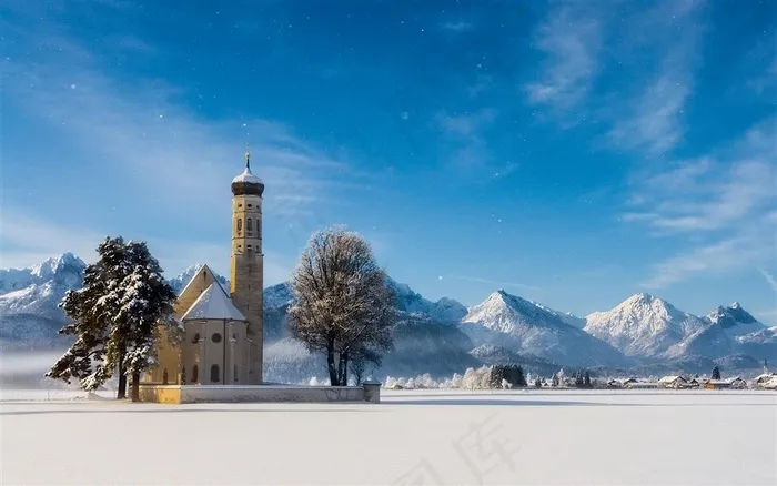 唯美德国巴伐利亚冬天雪景