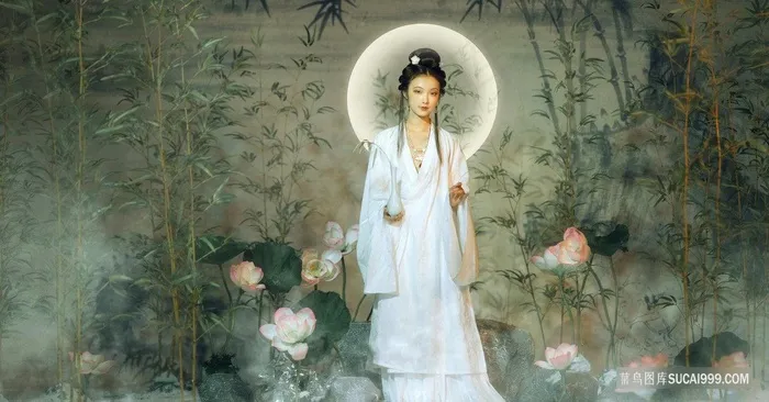 高清水墨菩萨唯美佛图片