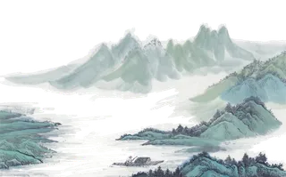 山水画素材中国风水墨画素材元素中国画