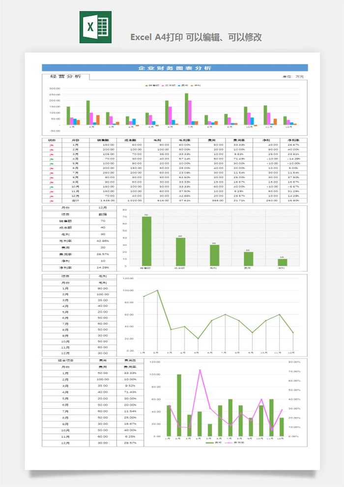 财务日报表指标收支出营收分析表excel表格模板素材
