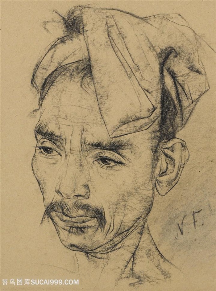 尼古拉费欣素描男士装饰画