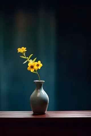 花瓶黄色花朵古典背景