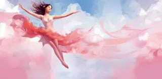 舞蹈跳舞的女孩粉色天空背景