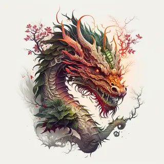 节日生肖龙，插画风格，红色，综合使用