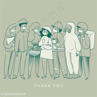 手绘戴口罩人物图片