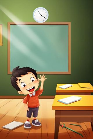 创意卡通儿童教室扁平海报背景