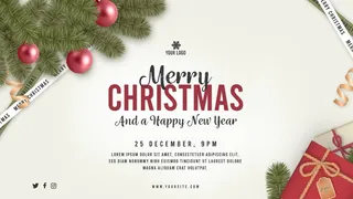 圣诞节圣诞树圣诞老人闪亮装饰电商促销折扣海报