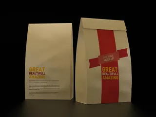 袋子样机 立挺硬质 两个牛皮纸袋 礼品袋 纸质打包袋 食品包装袋