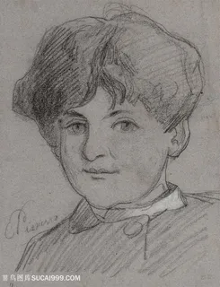 毕沙罗手绘素描男性装饰画