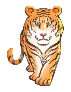 手绘国潮虎年卡通白虎老虎形象插画装饰元素PSD设计素材png免抠图