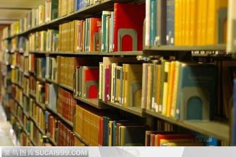 图书馆中堆满书的书架