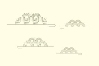 中国风古典传统图案边框纹理祥云灯笼装饰线条PSD背景素材