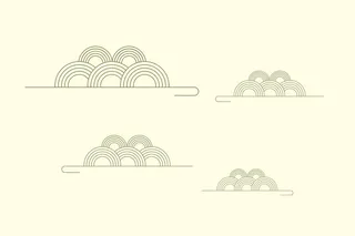 中国风古典传统图案边框纹理祥云灯笼装饰线条PSD背景素材