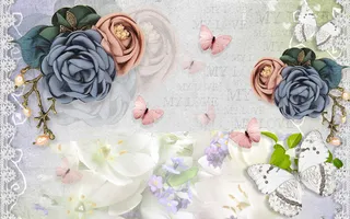 玉雕3d花卉背景