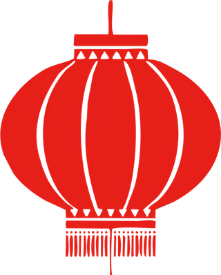 春节红色剪纸灯笼 免抠素材