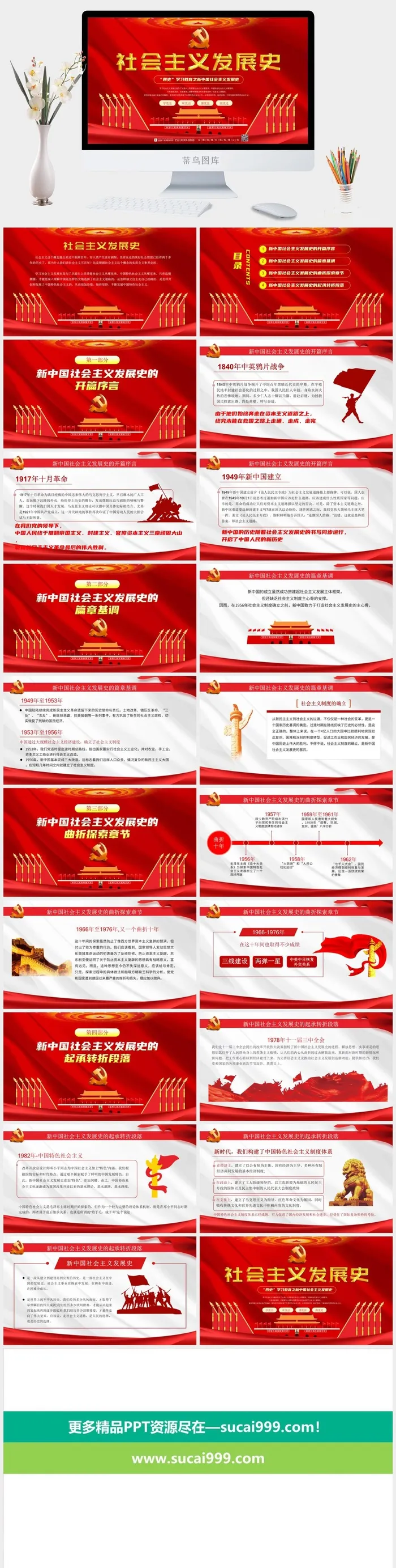 红色飘带背景*发展史PPT 红色飘带背景*发展史PPT