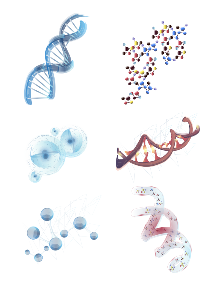 医疗健康基因分子元素png格式素材免扣