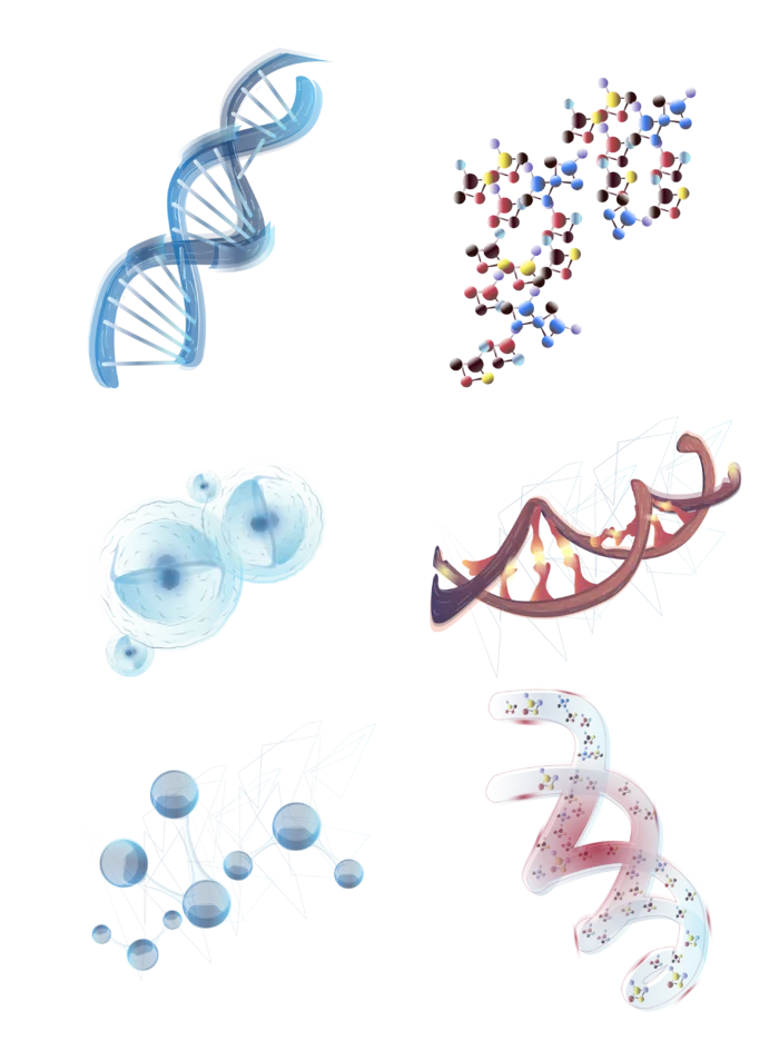 医疗健康基因分子元素png格式素材免扣
