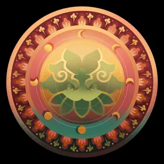 复古中式国潮风敦煌花纹装饰图案花卉藻井肌理圆形边框素材