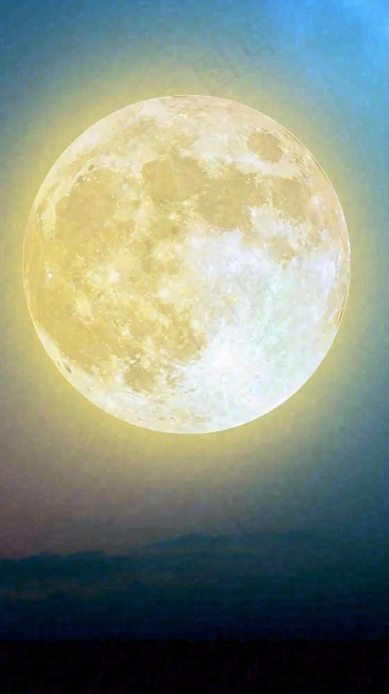 中秋节简约创意圆月月亮温馨天空，黑夜夜晚(816x1456)