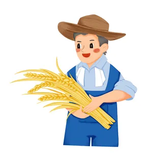 卡通手绘小麦人物稻草素材