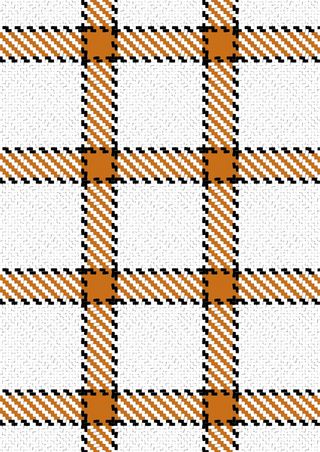 白底橘条斜纹格子
