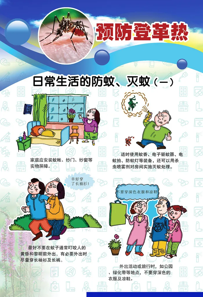 预防登革热宣传系列挂图海报psd模版下载