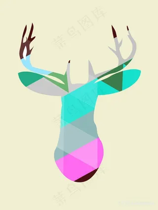 唯美水彩麋鹿艺术插画