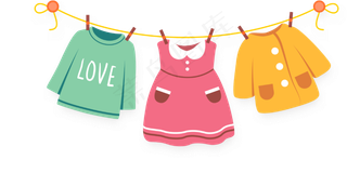 卡通绳子挂着童装矢量图