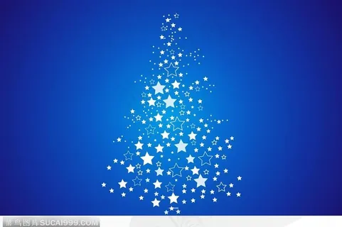 圣诞节静物特写－－星星和雪花拼成的圣诞树