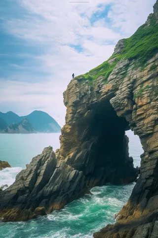 海洋海岸礁石风景摄影图