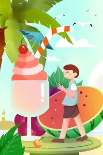 夏天插画 夏日海报图片