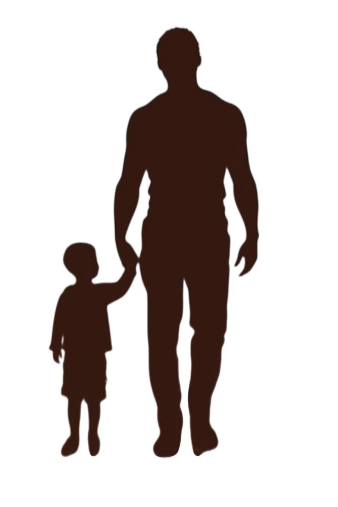 父亲牵着孩子背影剪影免抠