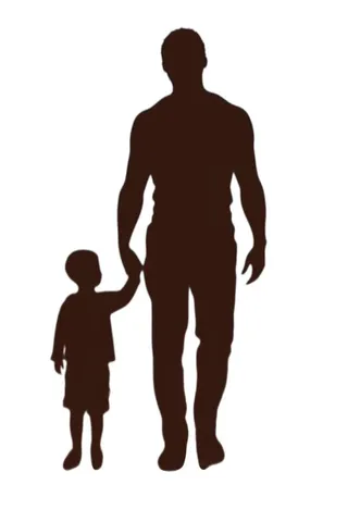 父亲牵着孩子背影剪影免抠