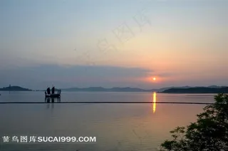 江苏太湖落日风景素材